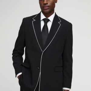 Straight Fit Contrast Edge Blazer