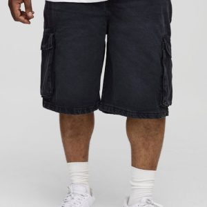 Plus Relaxed Cargo Denim Jorts