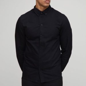 Slim Fit Button Down Collar Oxford Long Sleeve Shirt