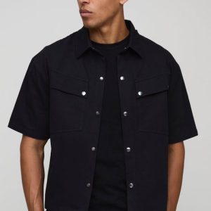 Oversized Canvas Cargo Shirt