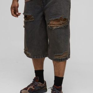 Plus Tinted Acid Wash Rip Knee Jorts