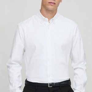 Slim Fit Button Down Collar Oxford Long Sleeve Shirt