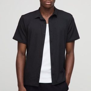 Regular Ribbed Jersey Collared Shirt