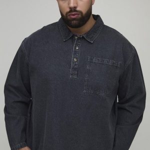Plus Tinted Washed Oversized Rugby Shirt