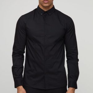 Slim Fit Basic Long Sleeve Collared Shirt