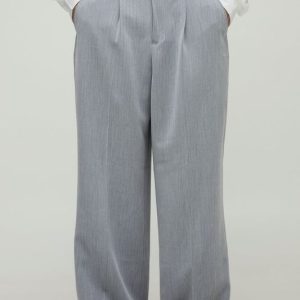 Herringbone Wide Leg Tailored Pants