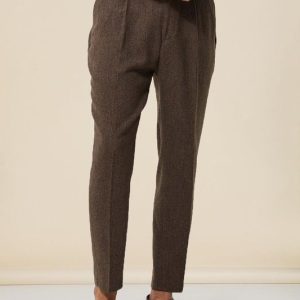 Tapered Fit Herringbone Dress Pants