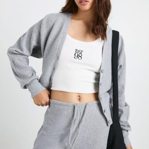 Brushed Rib V Neck Cardigan