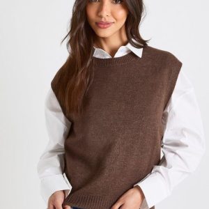 Split Back Detail Knitted Vest