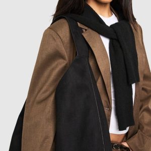 Faux Suede Slouchy Tote Bag