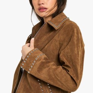 Suede Look Studded Jacket