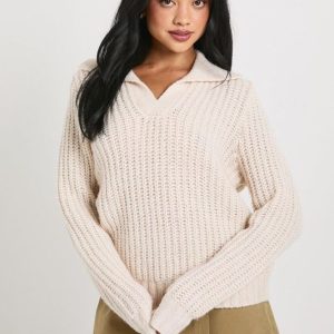 Chunky Stitch Collared Knitted Jumper