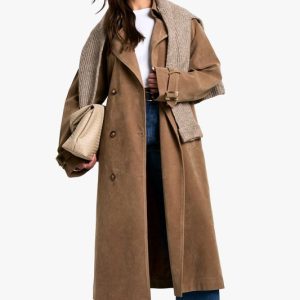 Vintage Look Suedette Trench Coat