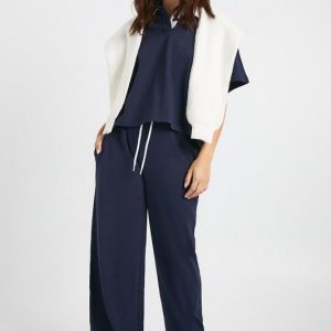 Contrast Drawcord Straight Leg Trouser