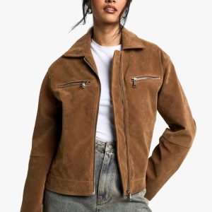 Suede Look Zip Jacket