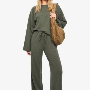 Crinkle Oversized Top And Wide Leg Trouser Co-Ord Set