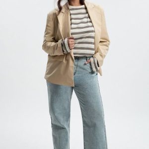 Plus Basics Split Hem Straight Leg Jeans