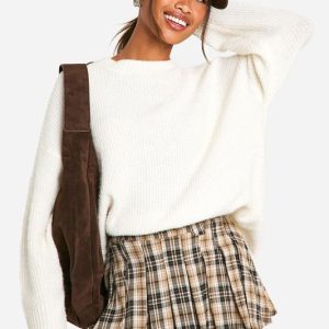 Check Pleat Mini Skirt