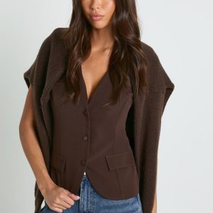 Button Front Tailored Waistcoat