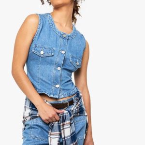 Button Down Denim Waistcoat