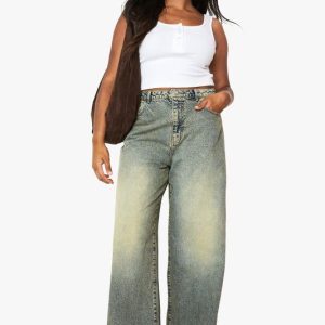 Boohoo Basics Plus Basics High Waisted Wide Leg Jeans