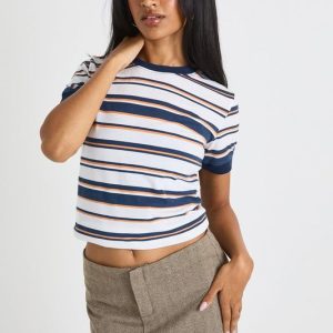 Striped Baby T-Shirt With Contrast Neck Binding