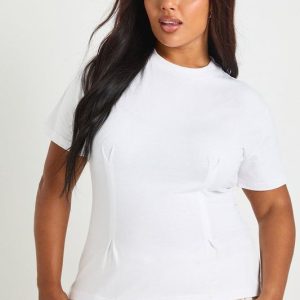 Plus Cotton Cinched Waist T-Shirt