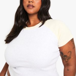 Plus Cotton Contract Ribbed Ringer Sleeve Baby T-Shirt