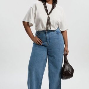 Plus High Waist Bum Shaper Wide Leg Jean