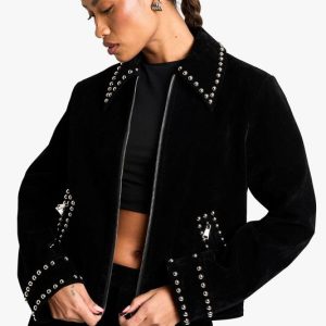 Suede Look Studded Jacket
