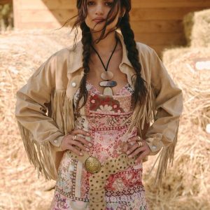 Suede Look Fringe Detail Shacket