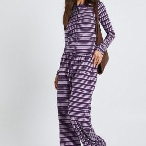 Stripe Rib Drawcord Trouser