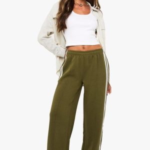 Side Stripe Pintuck Straight Leg Jogger