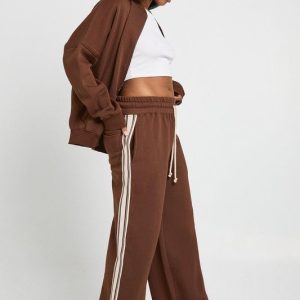 Side Tape Contrast Drawcord Straight Leg Jogger