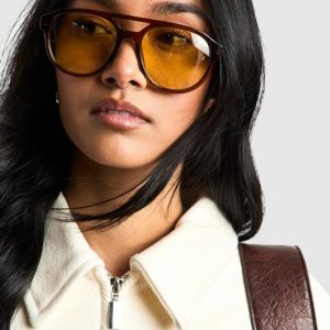 Orange Lenses Retro Aviator Sunglasses