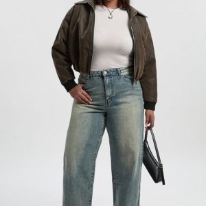 Plus Basics High Waisted Boyfriend Jeans