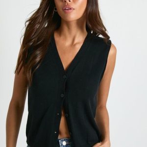 V Neck Knitted Lightweight Waistcoat