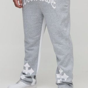 Plus Worldwide Cross Print Flared Gusset Sweatpants