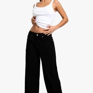 Petite Comfort Stretch Mid Waist Wide Leg Jean