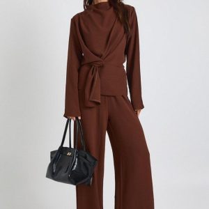 Tall Woven Drape Long Sleeve Blouse & Trouser Co-Ord