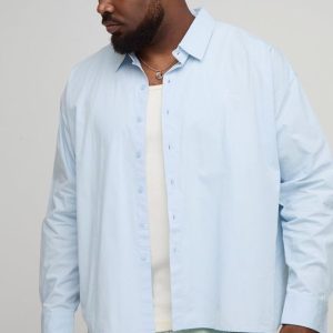 Plus Oversized Long Sleeve Embroidered Poplin Shirt