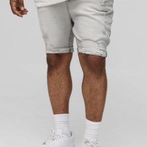 Plus Skinny Stretch Ripped Jean Shorts