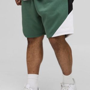 Plus Man Colour Block Relaxed Sweat Shorts