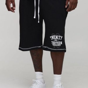 Plus Oversized Waffle Graphic Shorts