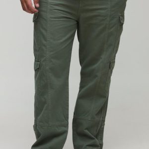 Plus Washed Multi Pocket Popper Hem Slim Flared Pants