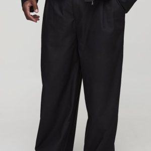 Plus Pleat Front Wide Leg Trousers