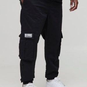 Plus Elasticated Waist Branded Slim Fit Cargo Joggers