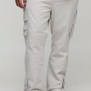 Plus Washed Multi Pocket Slim Flared Pants