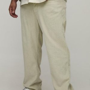 Plus Washed Cord Straight Fit Trousers