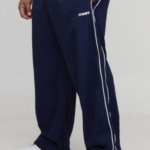 Plus Stripe Embroidered Parachute Trousers